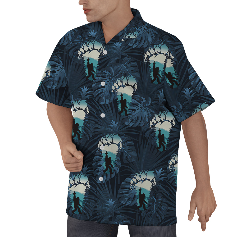 Navy Tropical Bigfoot Hawaiian Shirt