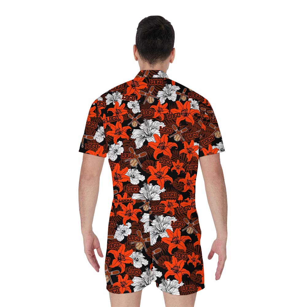Red Baseball Hawaiian Custom Romper Men