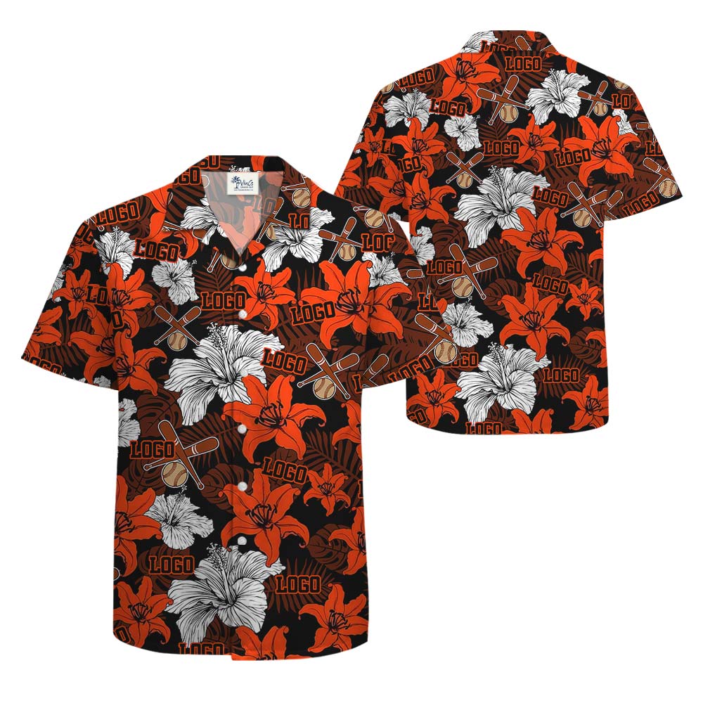 Red Hawaiian Baseball Shirt Men Custom Logo