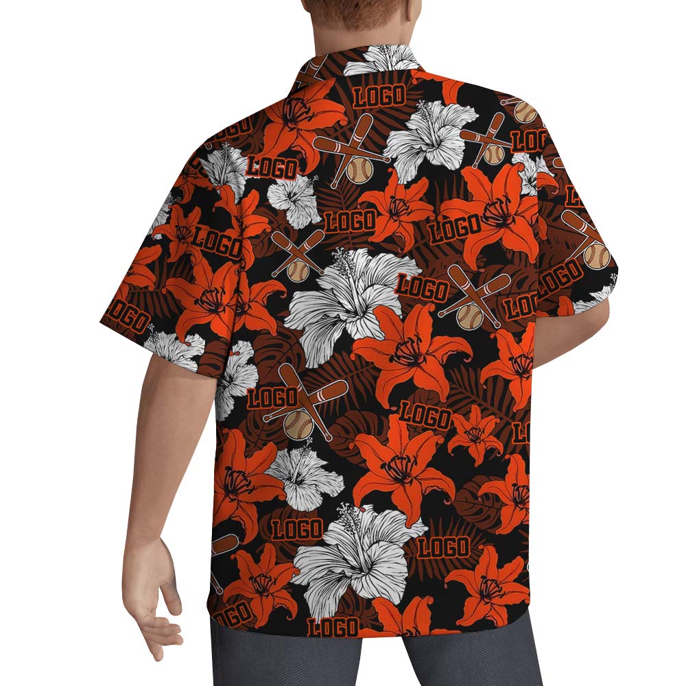 Red Hawaiian Baseball Shirt Men Custom Logo