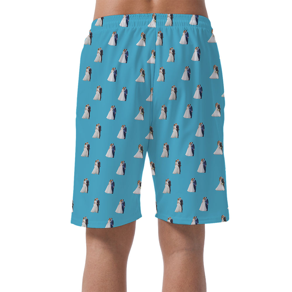 Custom Picture Wedding Anniversary Men's Beach Shorts