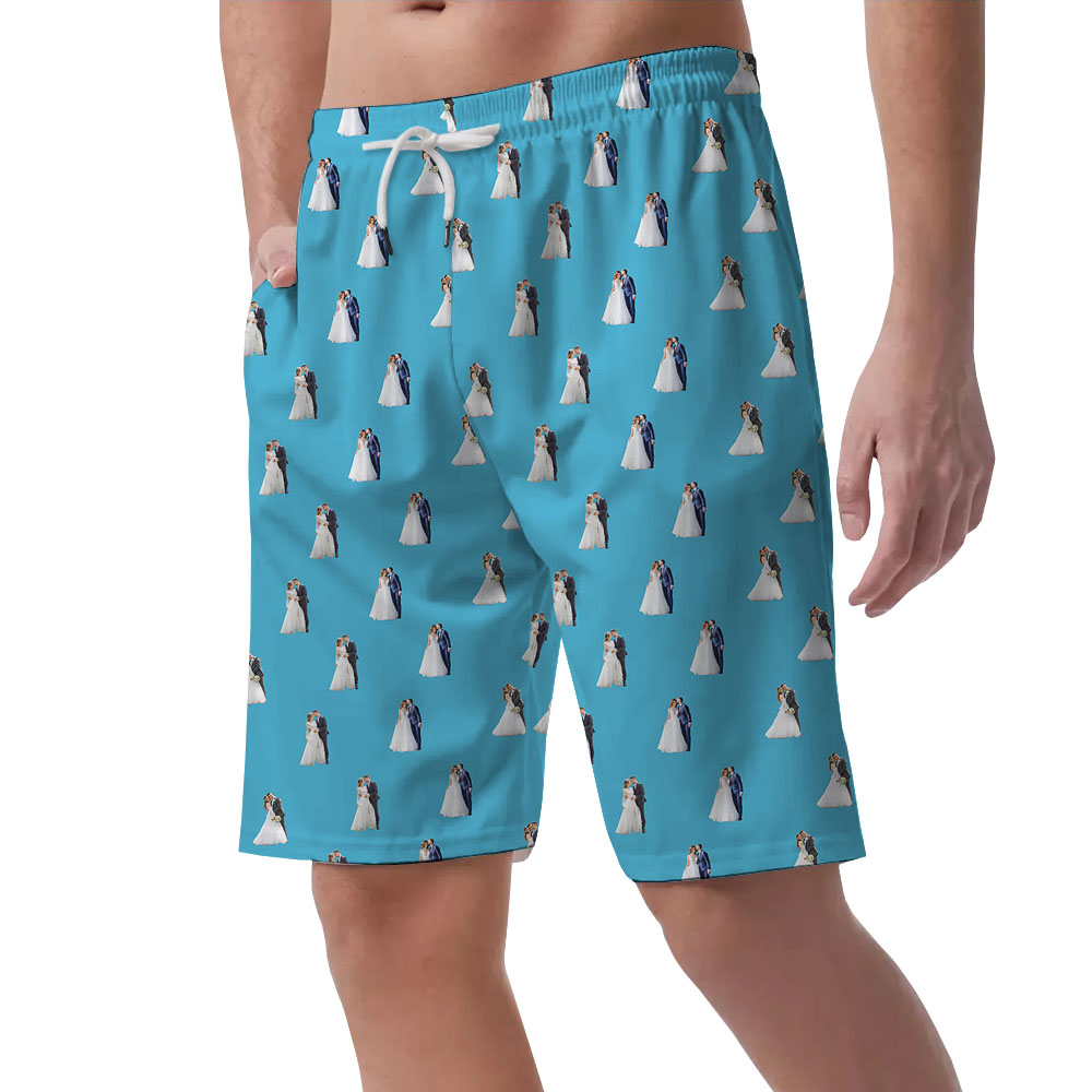 Custom Picture Wedding Anniversary Men's Beach Shorts
