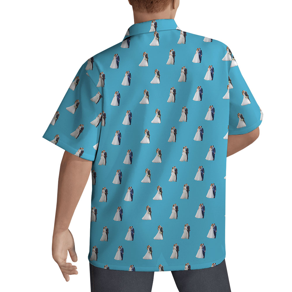 Custom Wedding Photo Hawaiian Shirts For Couples