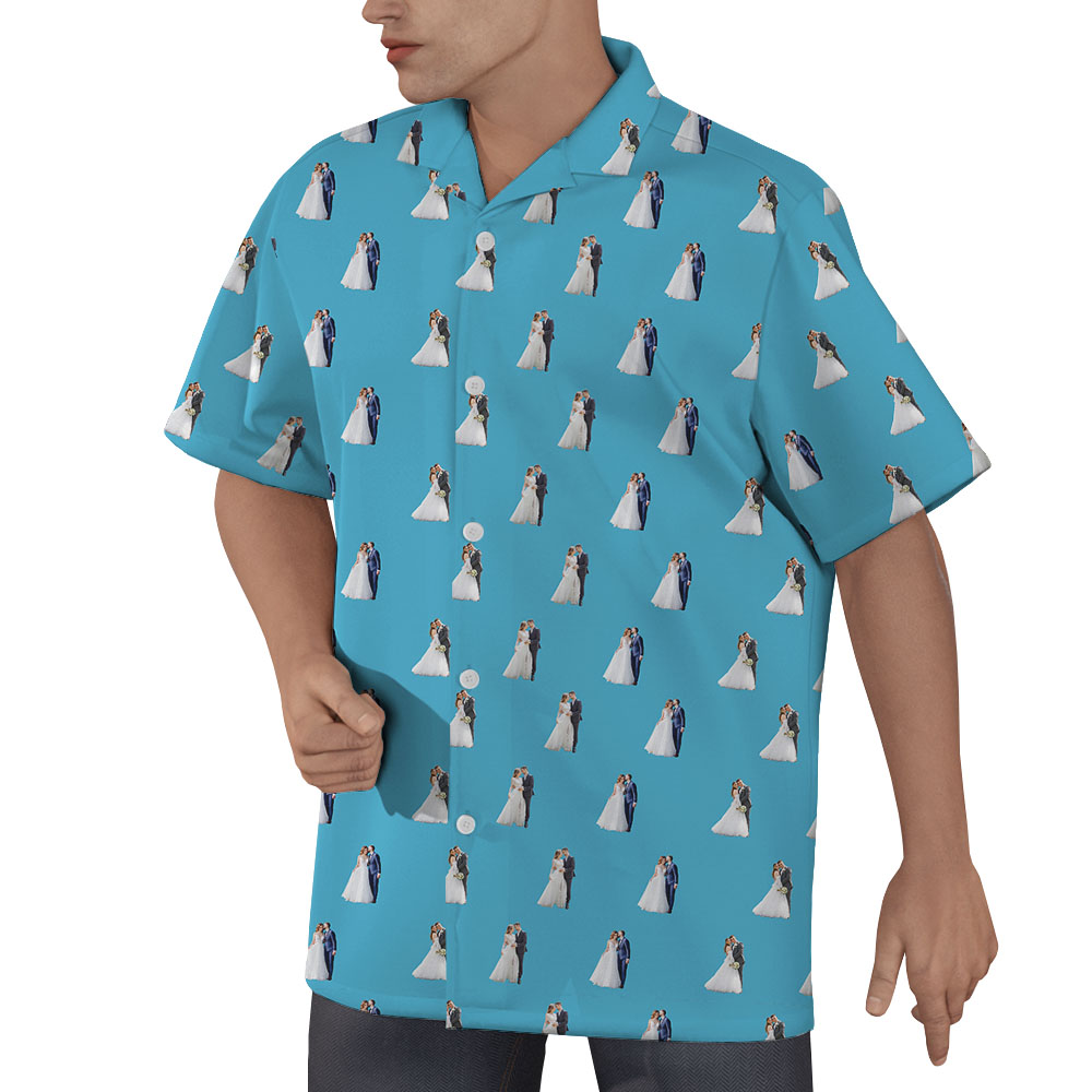 Custom Wedding Photo Hawaiian Shirts For Couples