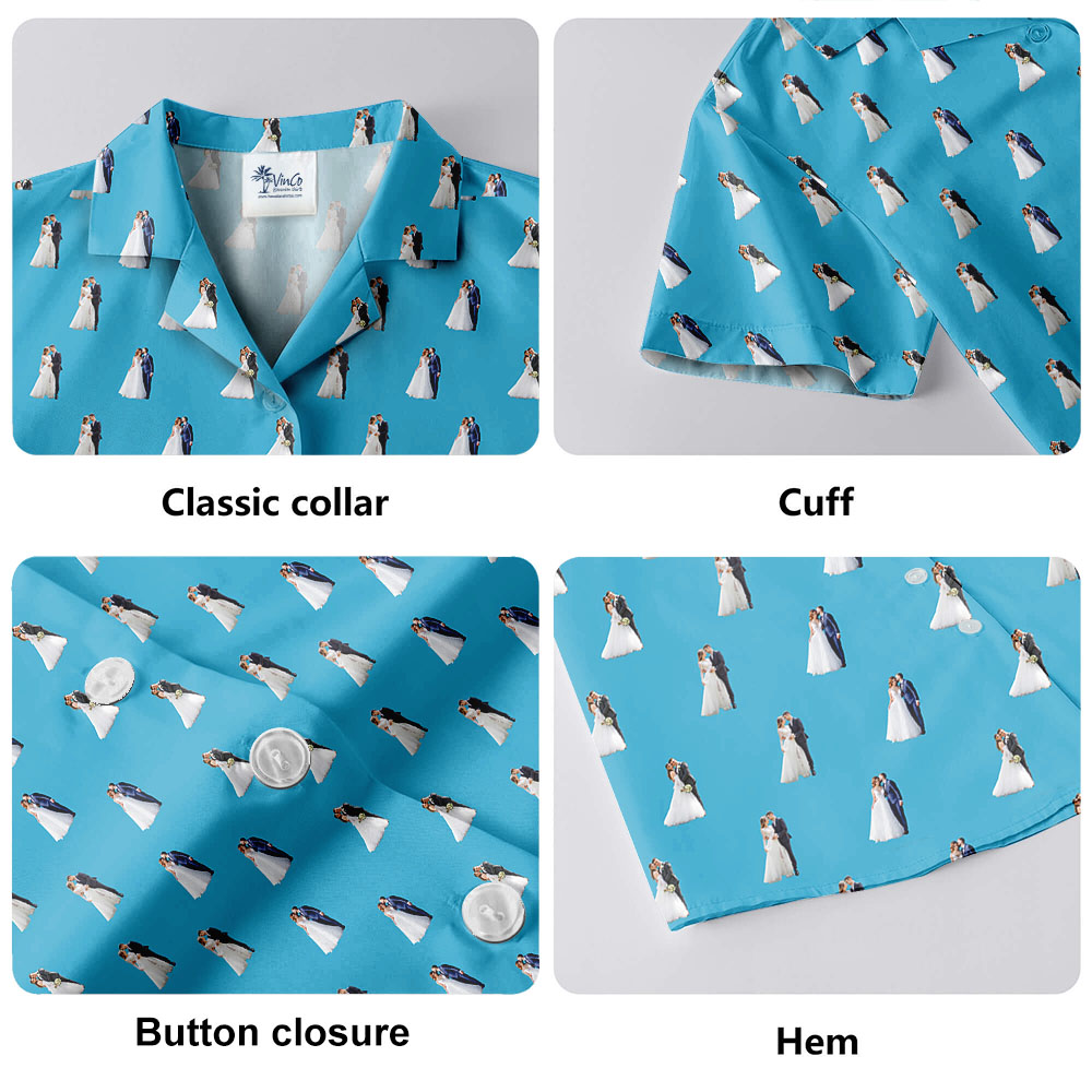 Custom Wedding Photo Hawaiian Shirts For Couples