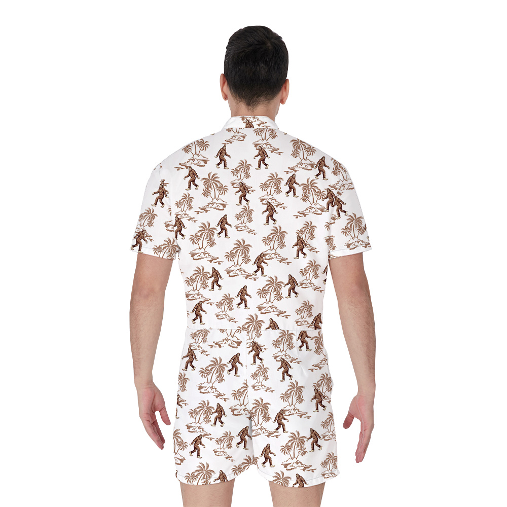 Vintage Bigfoot Tropical Hawaiian Romper For Men