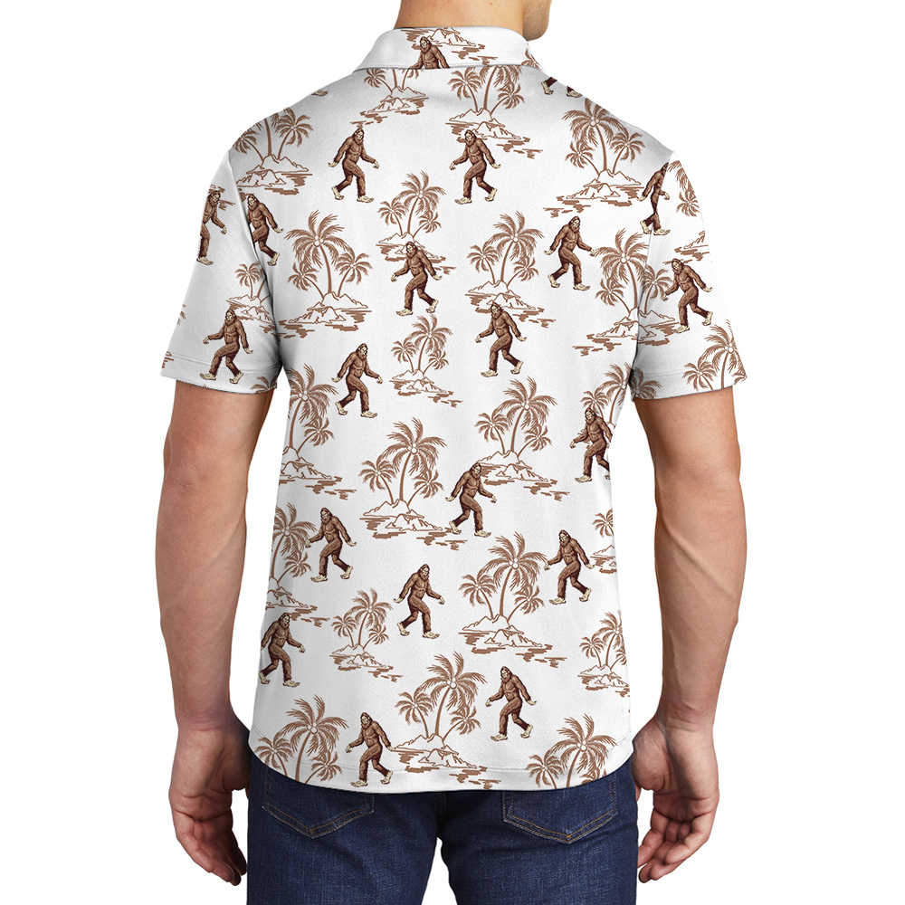 Classic Sasquatch Tropical Hawaiian Polo Shirt For Men