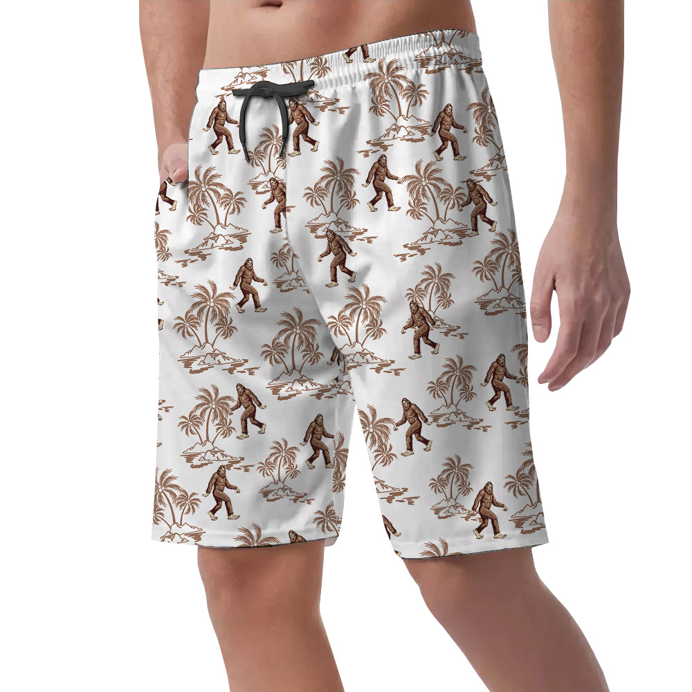 Tropical Bigfoot Vintage Hawaiian Beach Shorts For Men