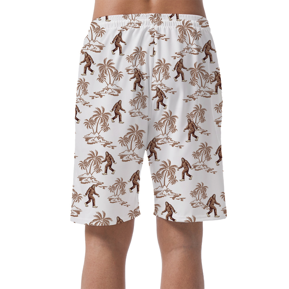 Tropical Bigfoot Vintage Hawaiian Beach Shorts For Men