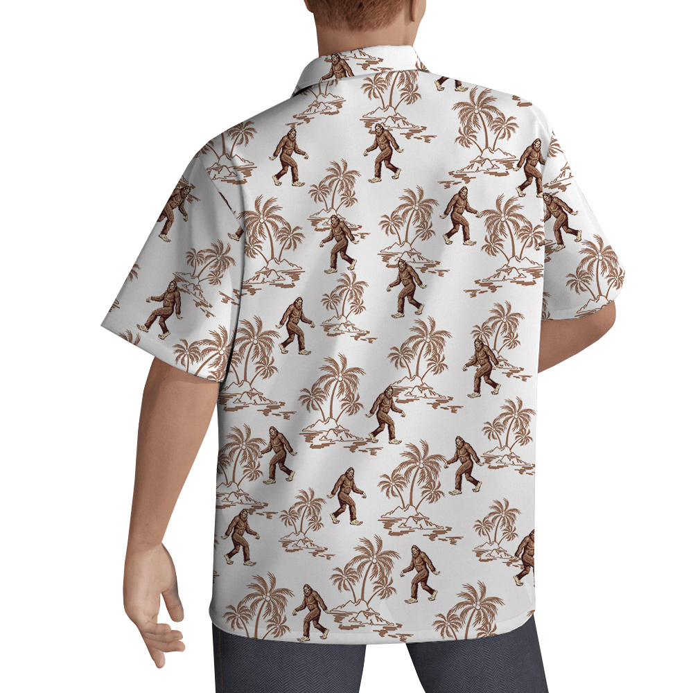 Bigfoot Tropical Palm Trees Classic Hawaiian Button Up Shirt