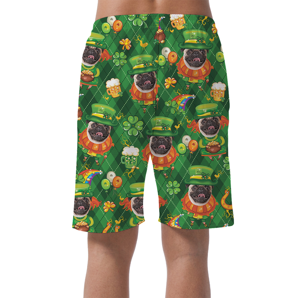 Green Pawty Custom Dog Face St. Patricks Hawaiian Men Shorts