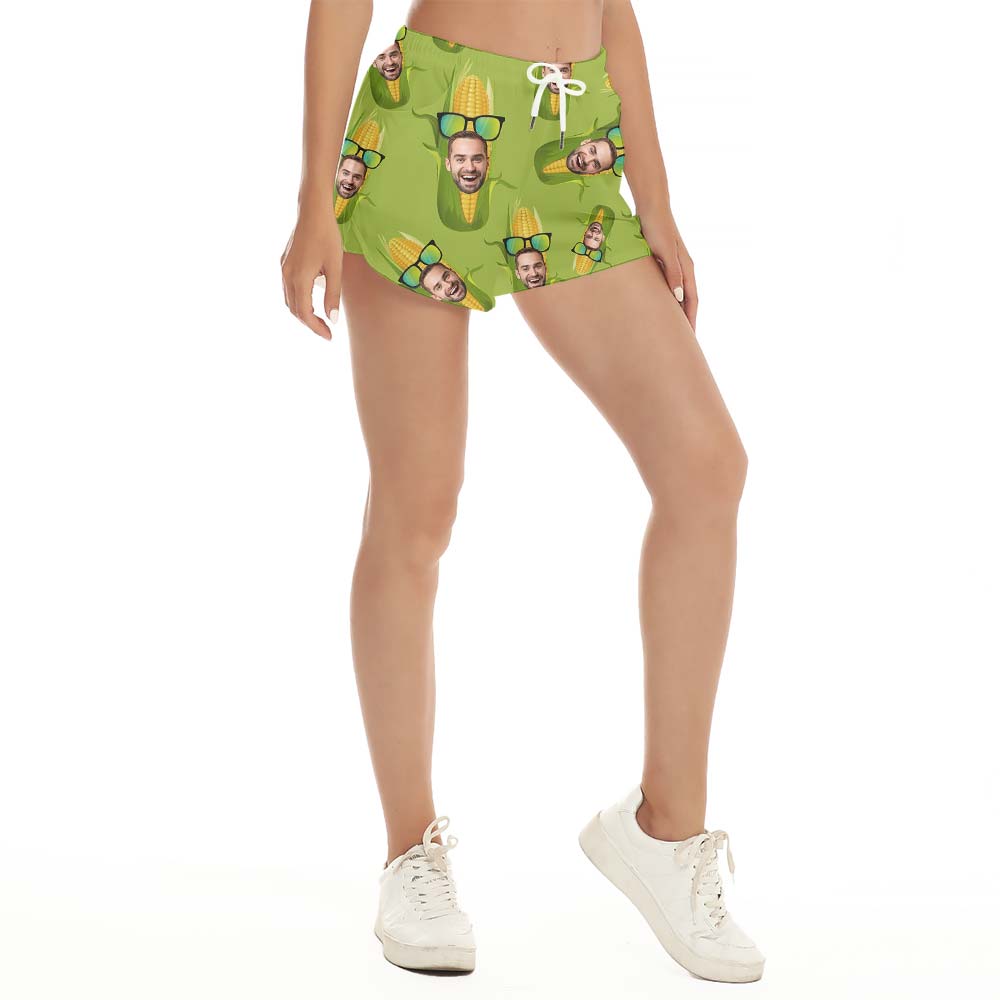 Custom Face Corn Hawaiian Shorts Women