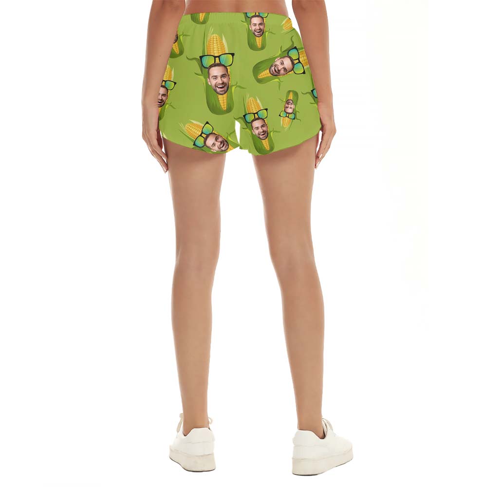 Custom Face Corn Hawaiian Shorts Women