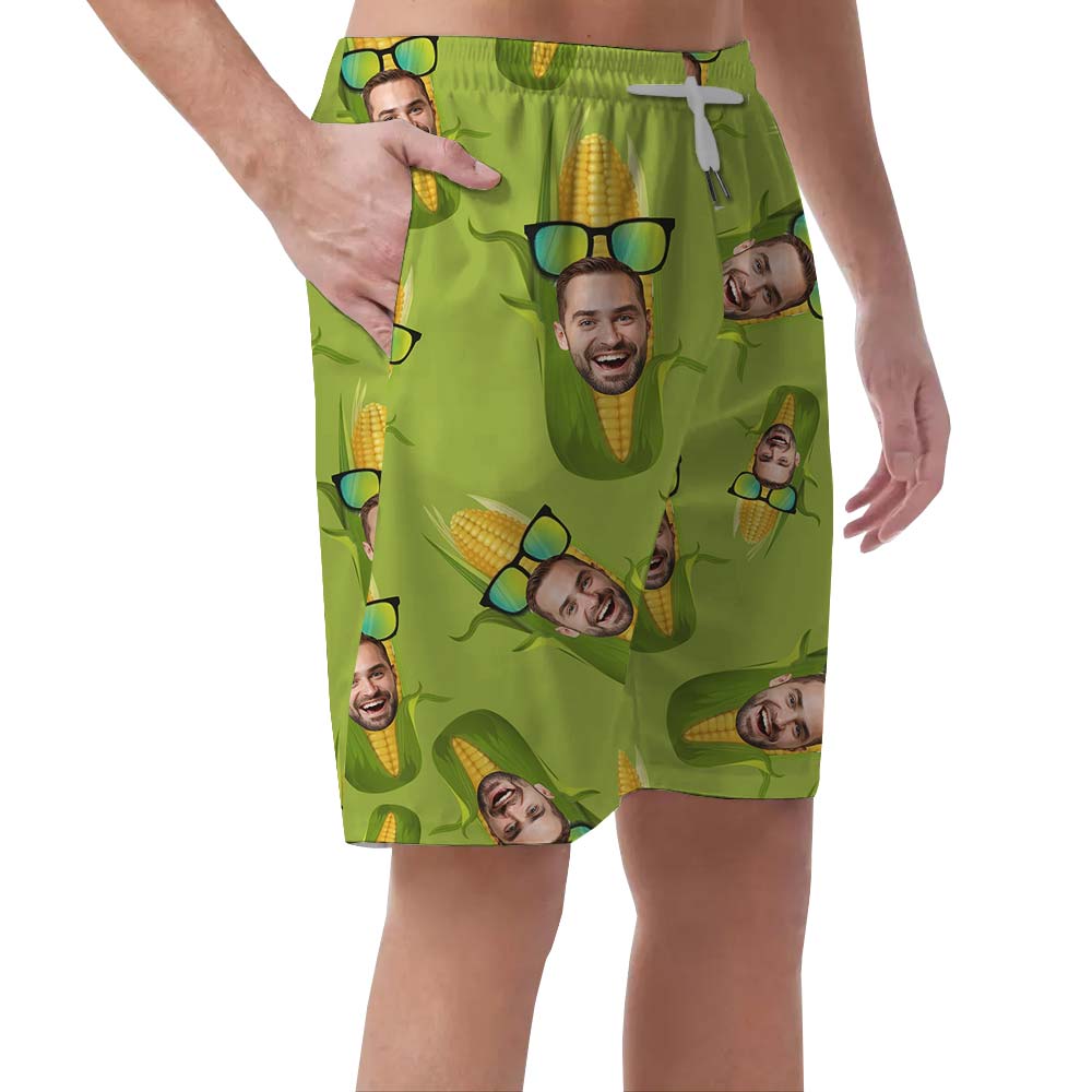 Funny Corn Hawaiian Custom Face Shorts Men