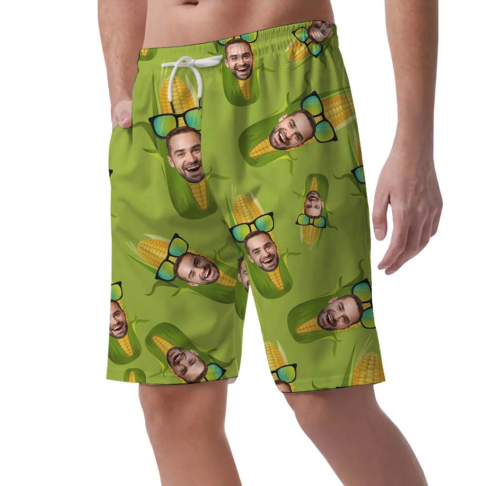 Funny Corn Hawaiian Custom Face Shorts Men