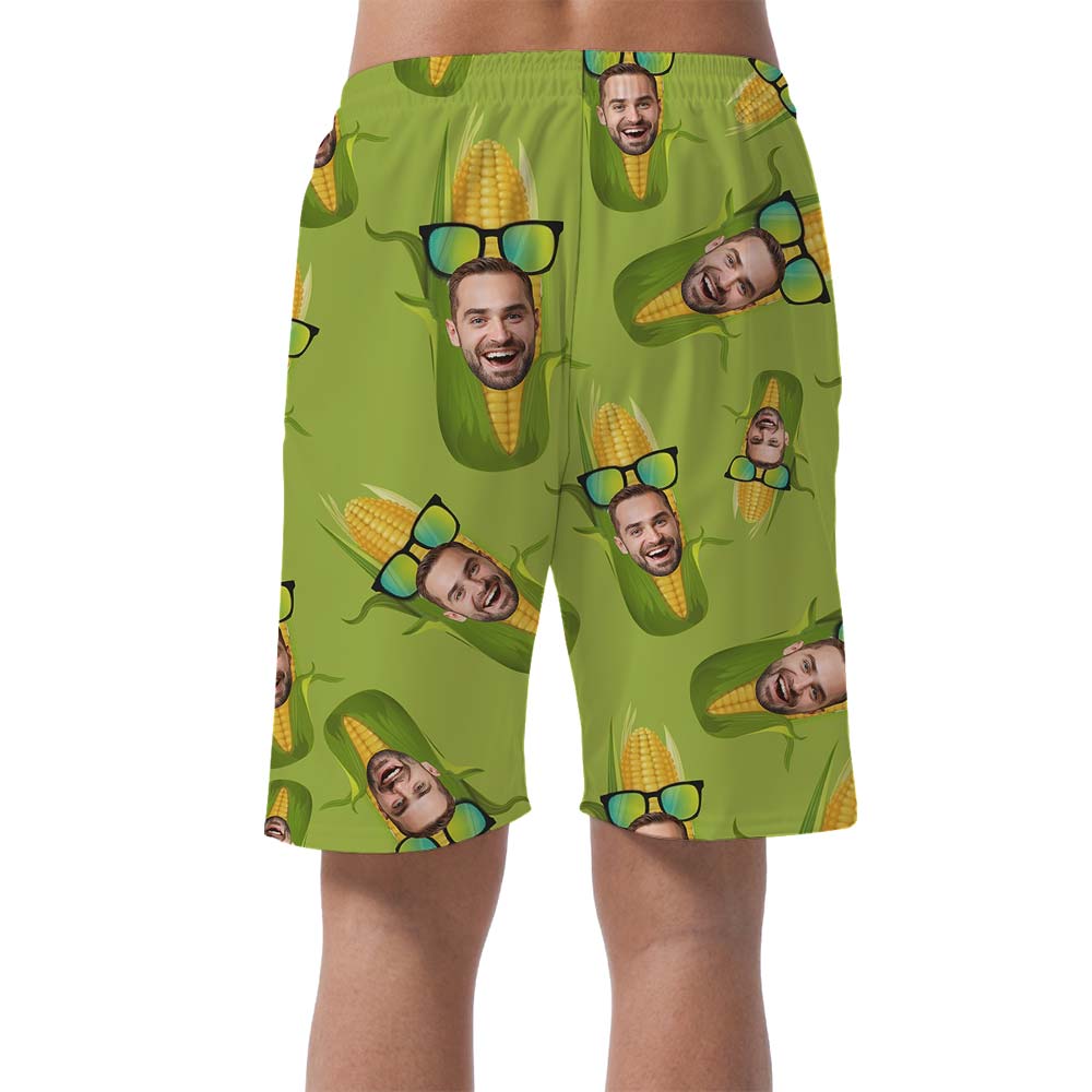 Funny Corn Hawaiian Custom Face Shorts Men
