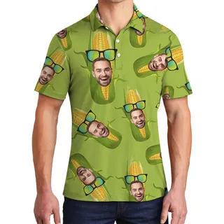 Custom Face Corn Hawaiian Polo Men