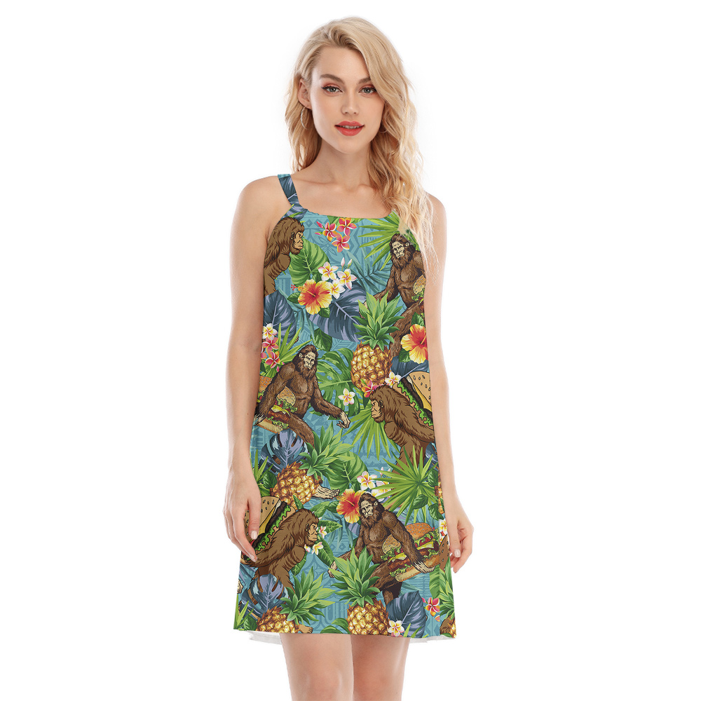Tropical Bigfoot Hamburger Pineapple Luau Dress - variant image 1