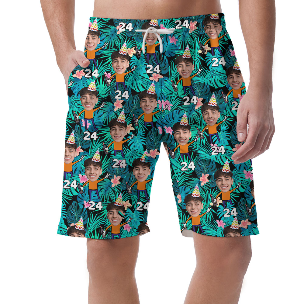 Custom Birthday Boy Men's Hawaiian Shorts With Photos - variant image 1