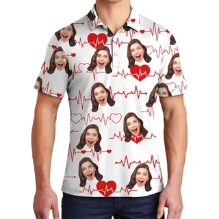 Custom Face Love-Beating Hawaiian Polo Men