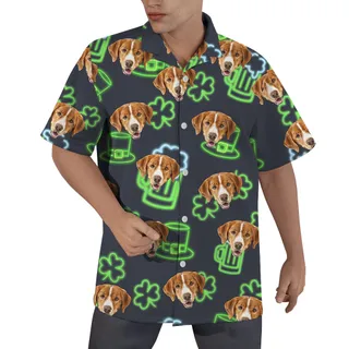 Lucky Pup St Patricks Day Hawaiian Men Shirt For Dog Lovers