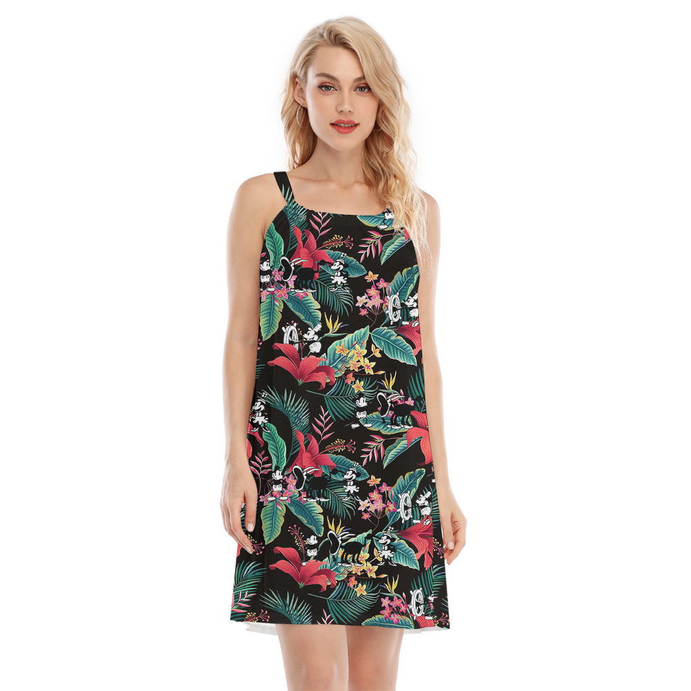 Funny Mickey Steamboat Willie Movie Floral Aloha Cami Dress - variant image 1