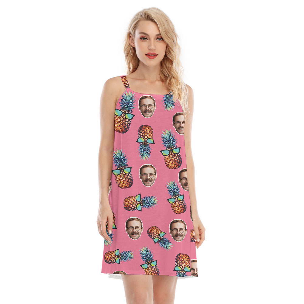 Pink Pineapple Women's Dress With 3 Faces - variant image 1