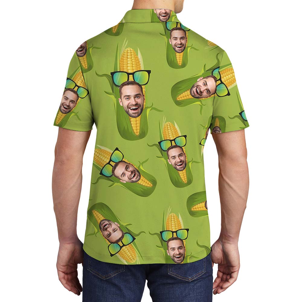 Custom Face Corn Hawaiian Polo Men