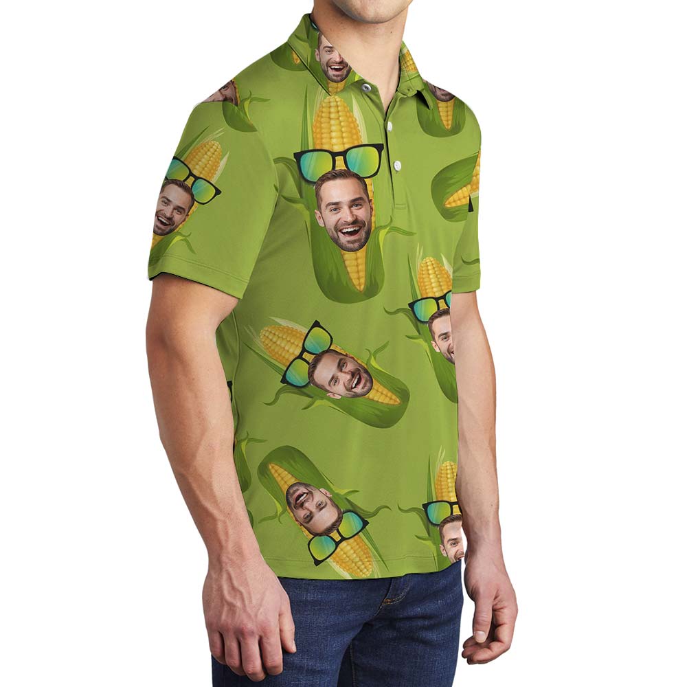 Custom Face Corn Hawaiian Polo Men