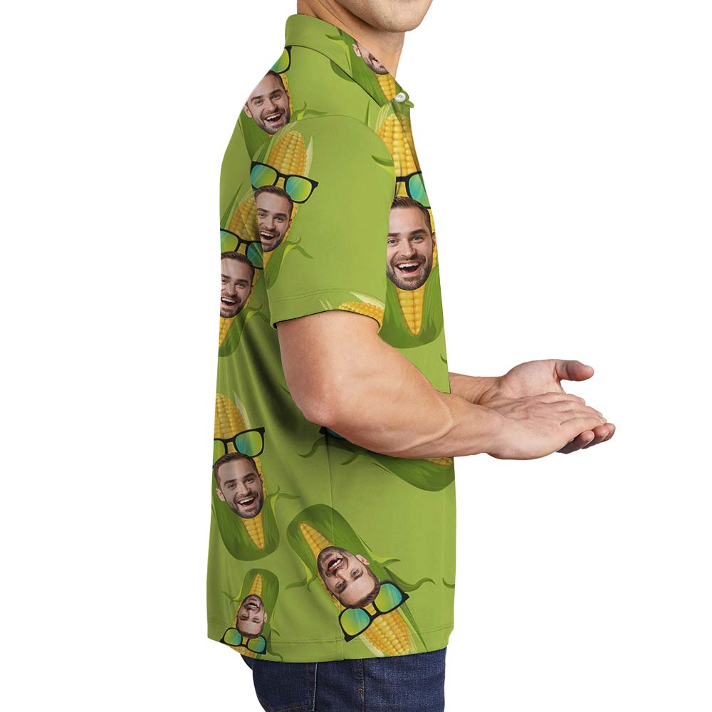 Custom Face Corn Hawaiian Polo Men