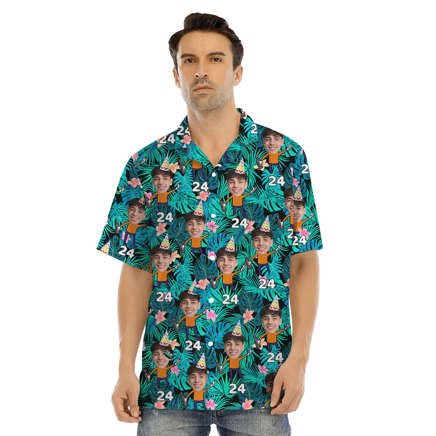 Custom Face Birthday Boy Matching Hawaiian Outfits With Face And Year