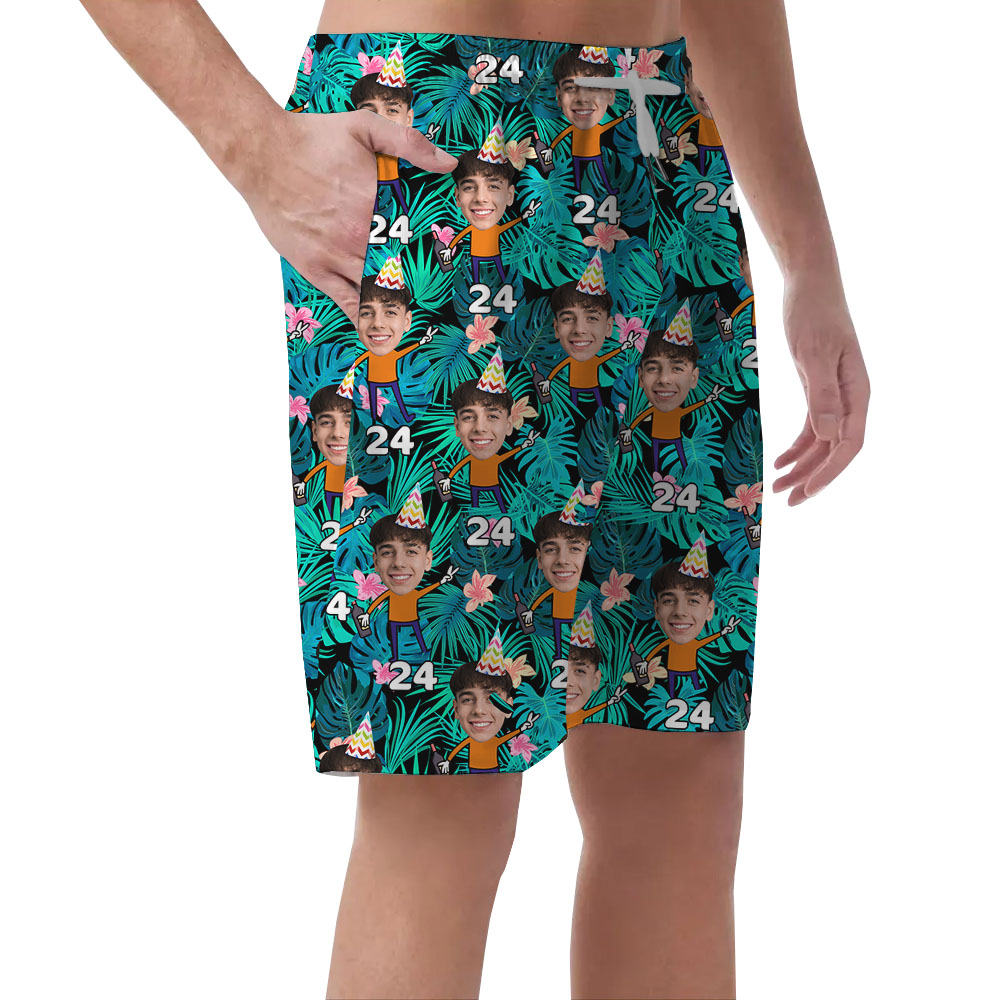Custom Birthday Boy Men's Hawaiian Shorts With Photos