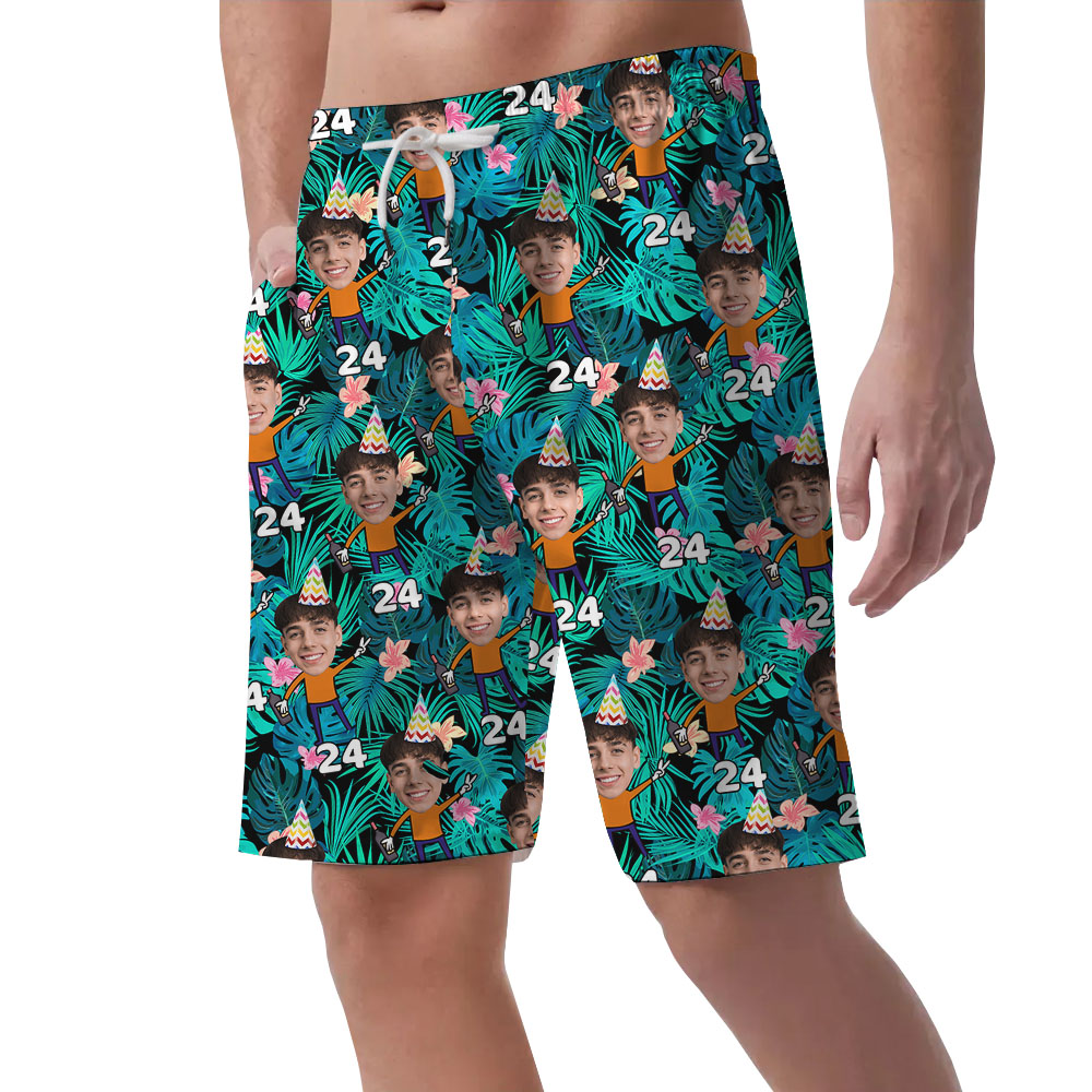 Custom Birthday Boy Men's Hawaiian Shorts With Photos