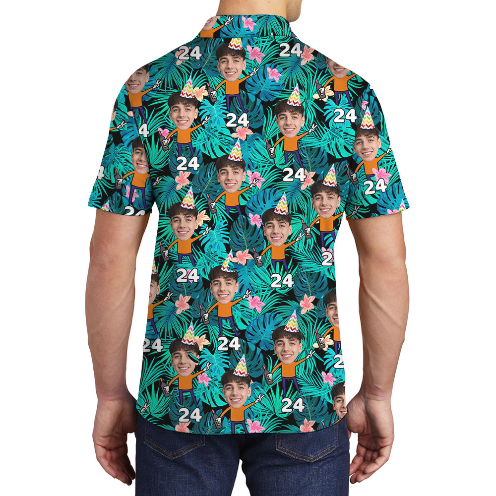 Funny Birthday Boy Hawaiian Polo Shirts With Faces