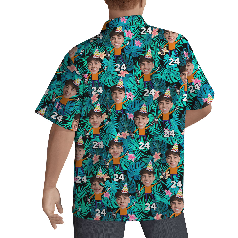 Funny Custom Face Birthday Hawaiian Shirt With Tropical Print
