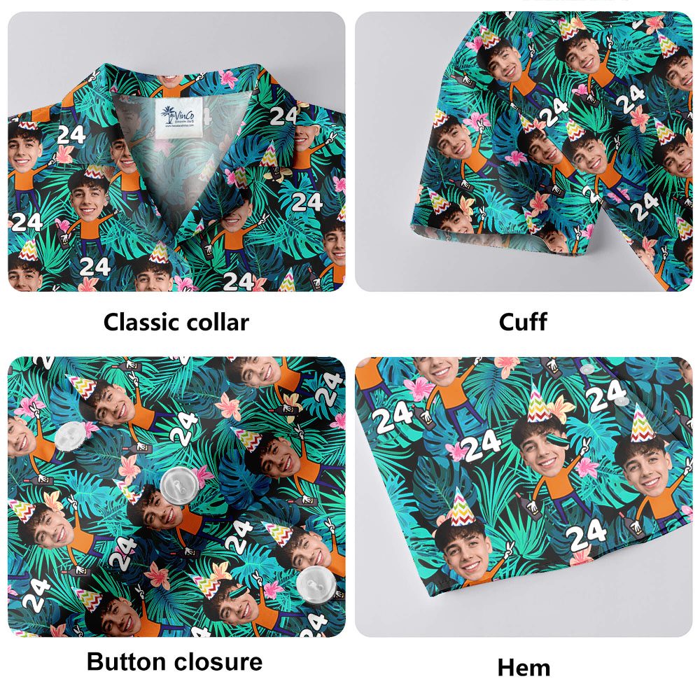 Funny Custom Face Birthday Hawaiian Shirt With Tropical Print