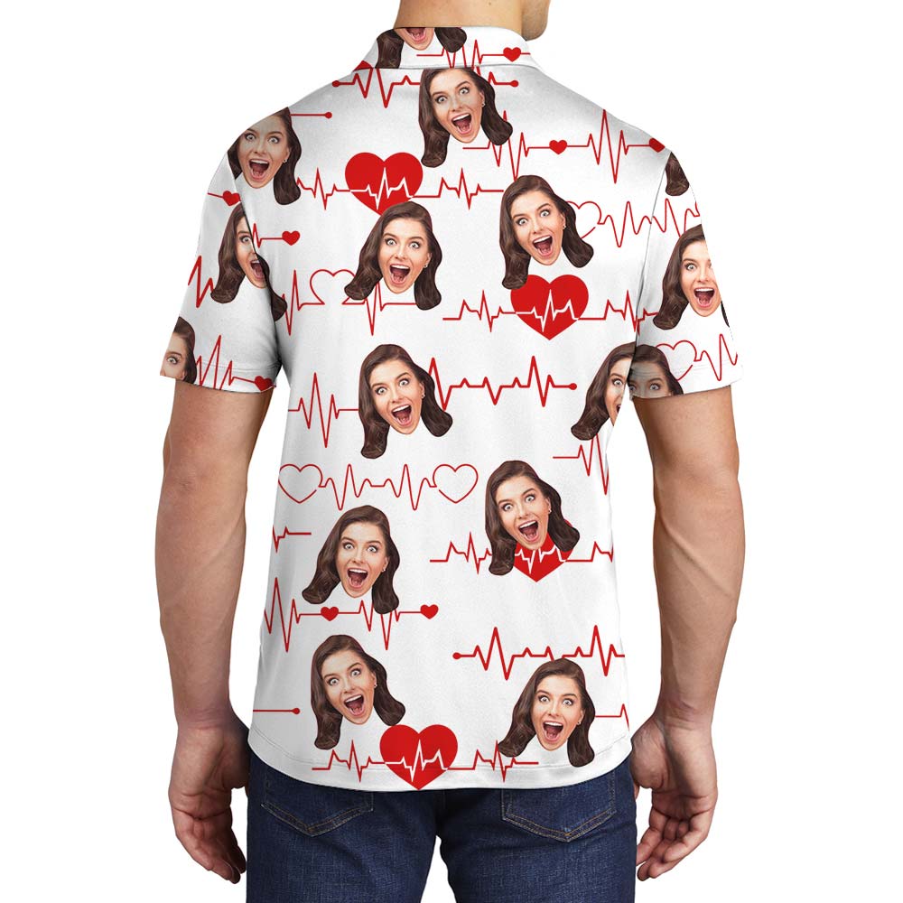 Custom Face Love-Beating Hawaiian Polo Men