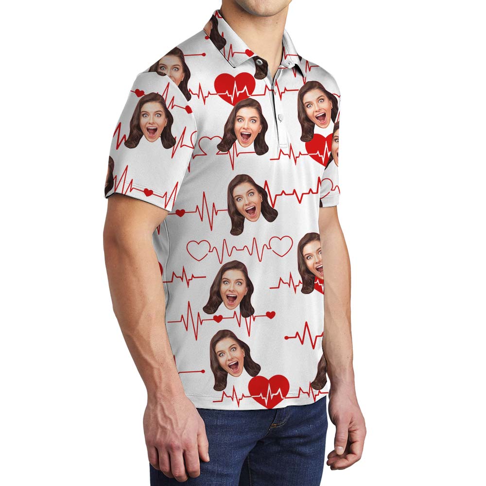 Custom Face Love-Beating Hawaiian Polo Men
