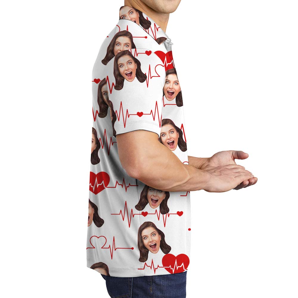 Custom Face Love-Beating Hawaiian Polo Men