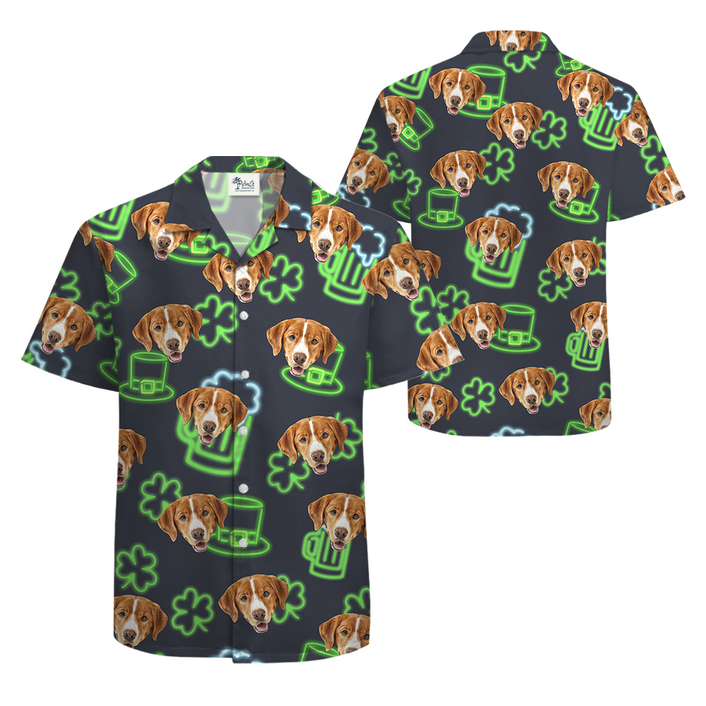 Lucky Pup St Patricks Day Hawaiian Men Shirt For Dog Lovers