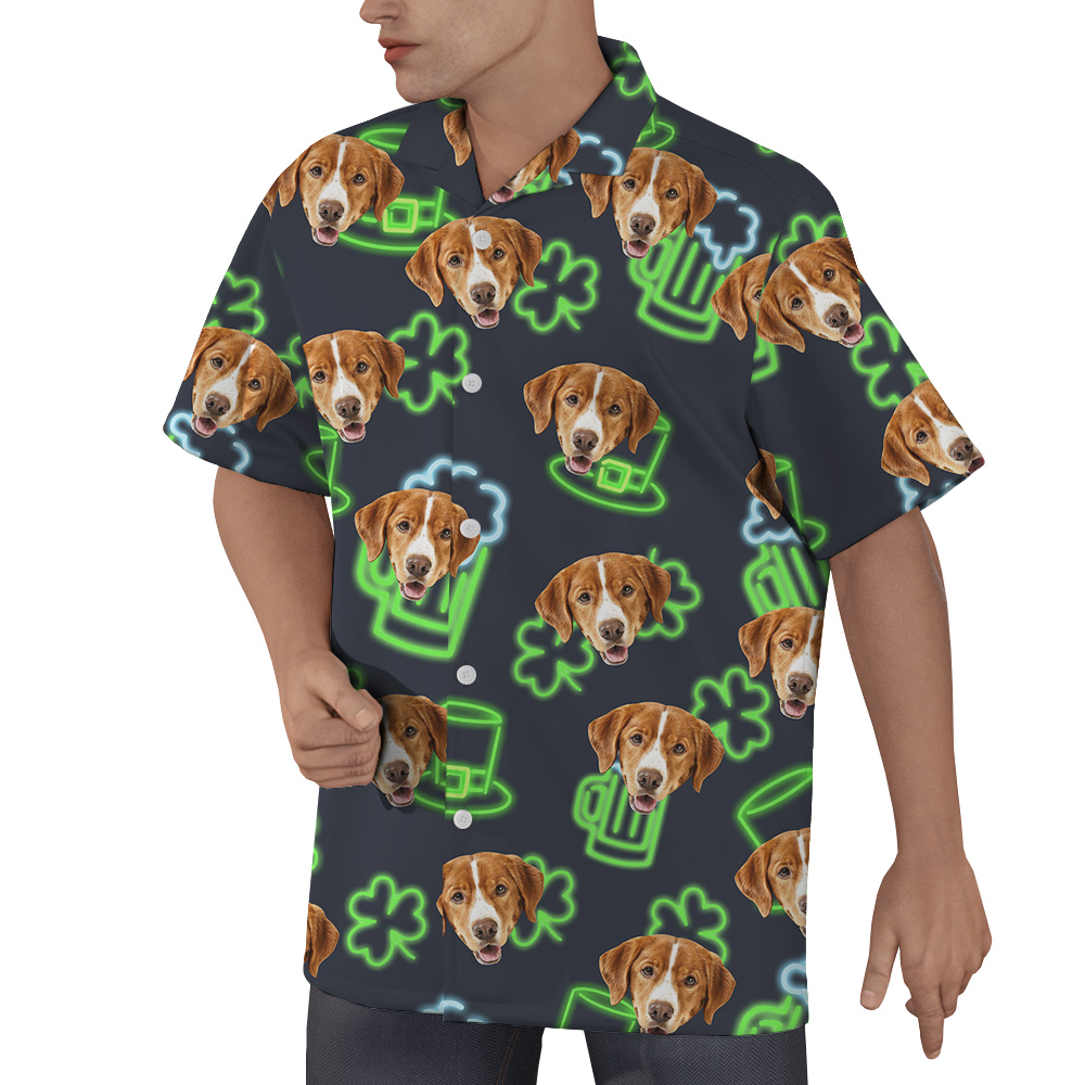 Lucky Pup St Patricks Day Hawaiian Men Shirt For Dog Lovers