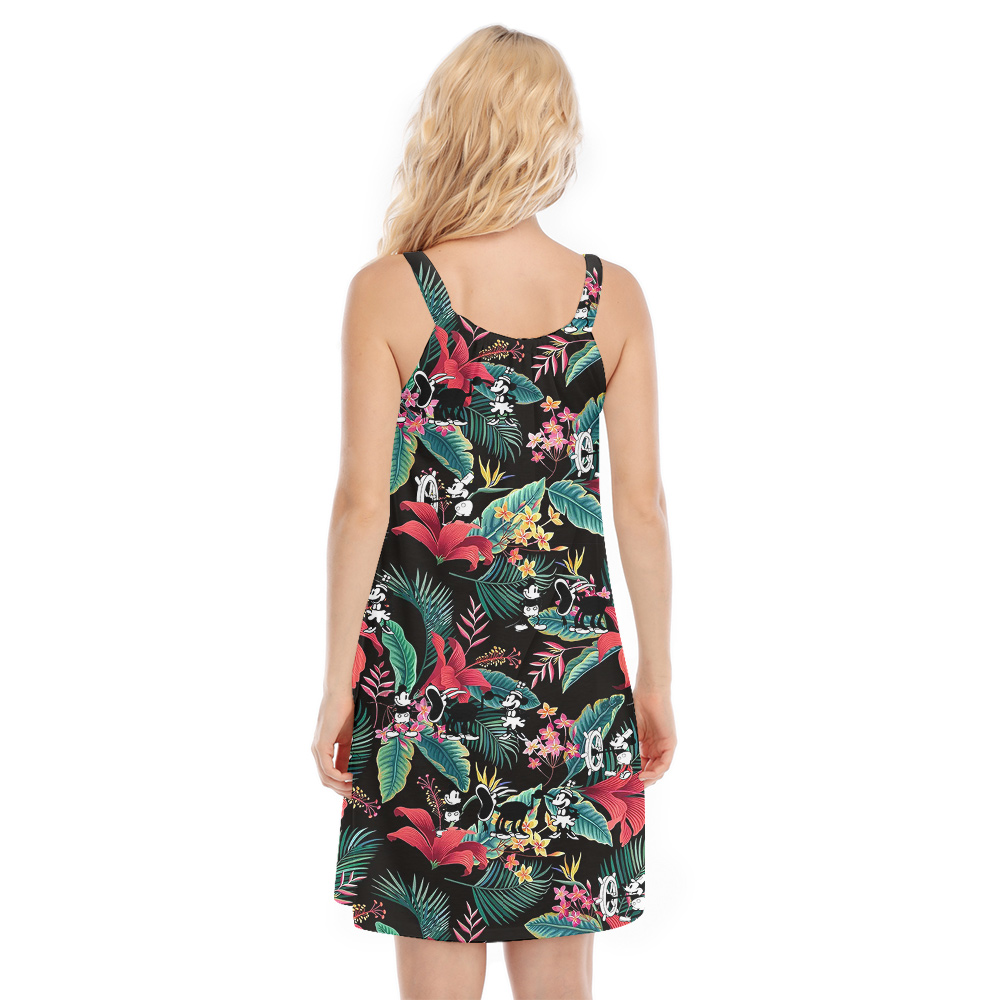 Funny Mickey Steamboat Willie Movie Floral Aloha Cami Dress