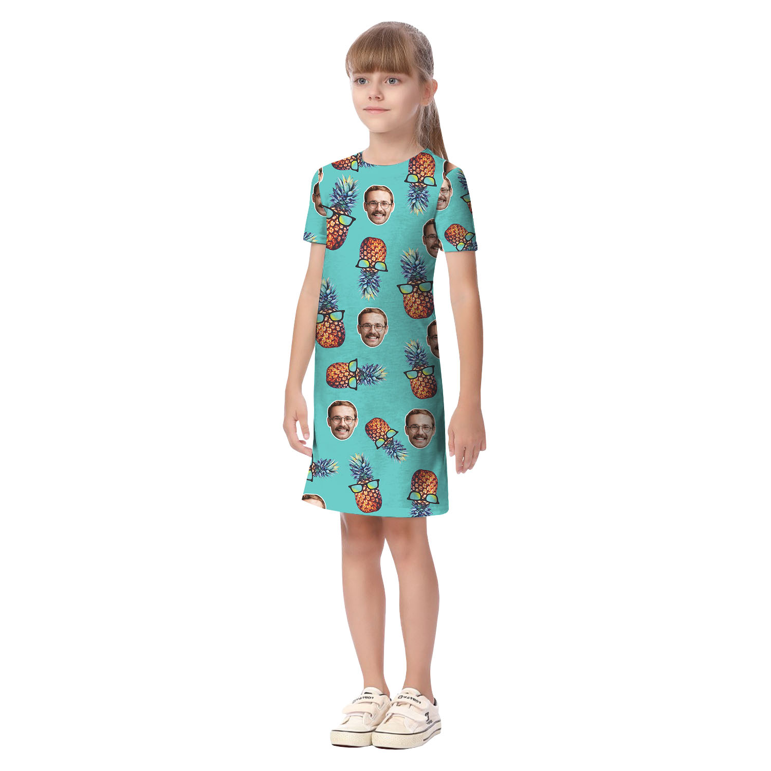 Funny Custom Face Blue Matching Hawaiian Shirt With Pineapple Print