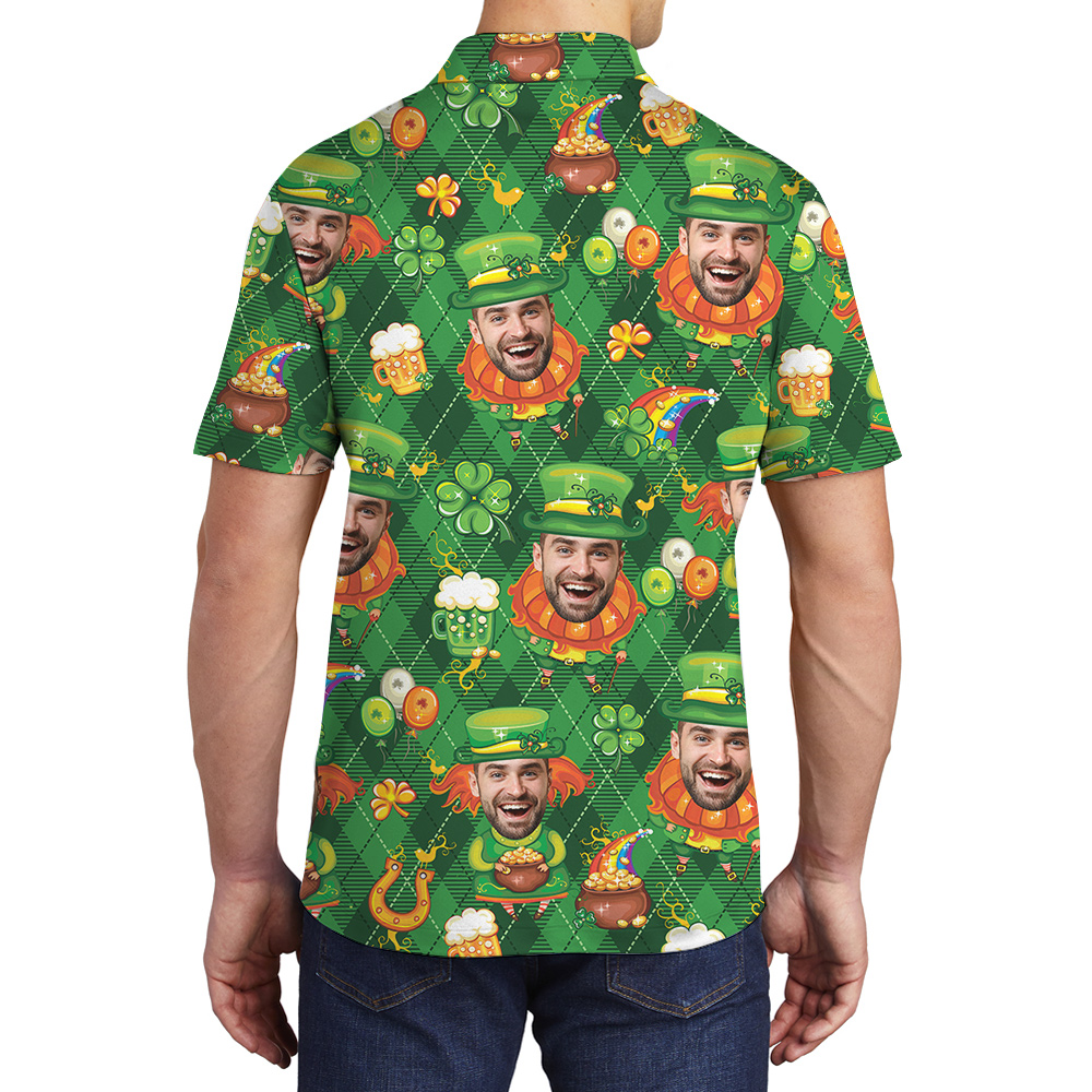 Cool Custom Face St Patricks Day Hawaiian Polo Shirts