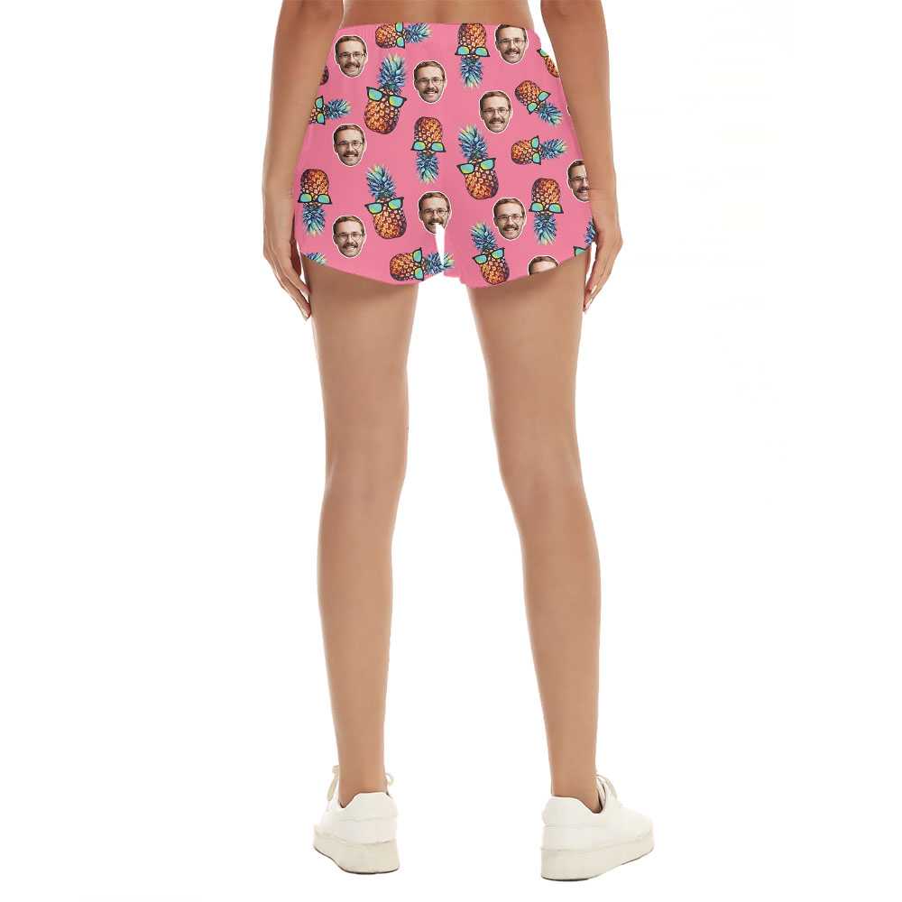 Unique Custom Face Pink Pineapple Women's Shorts