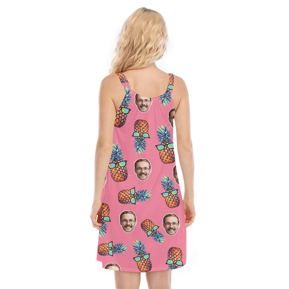 Pink Pineapple Women's Dress With 3 Faces