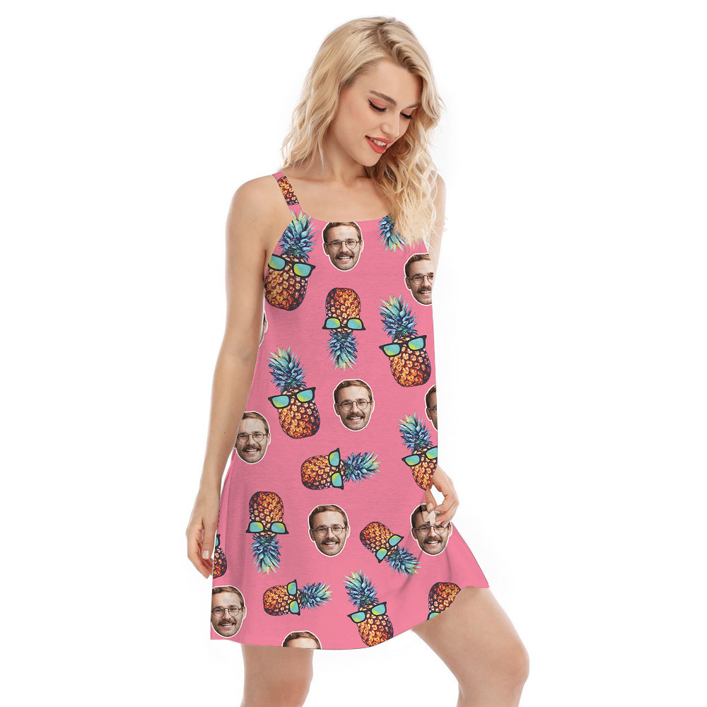 Pink Pineapple Women's Dress With 3 Faces