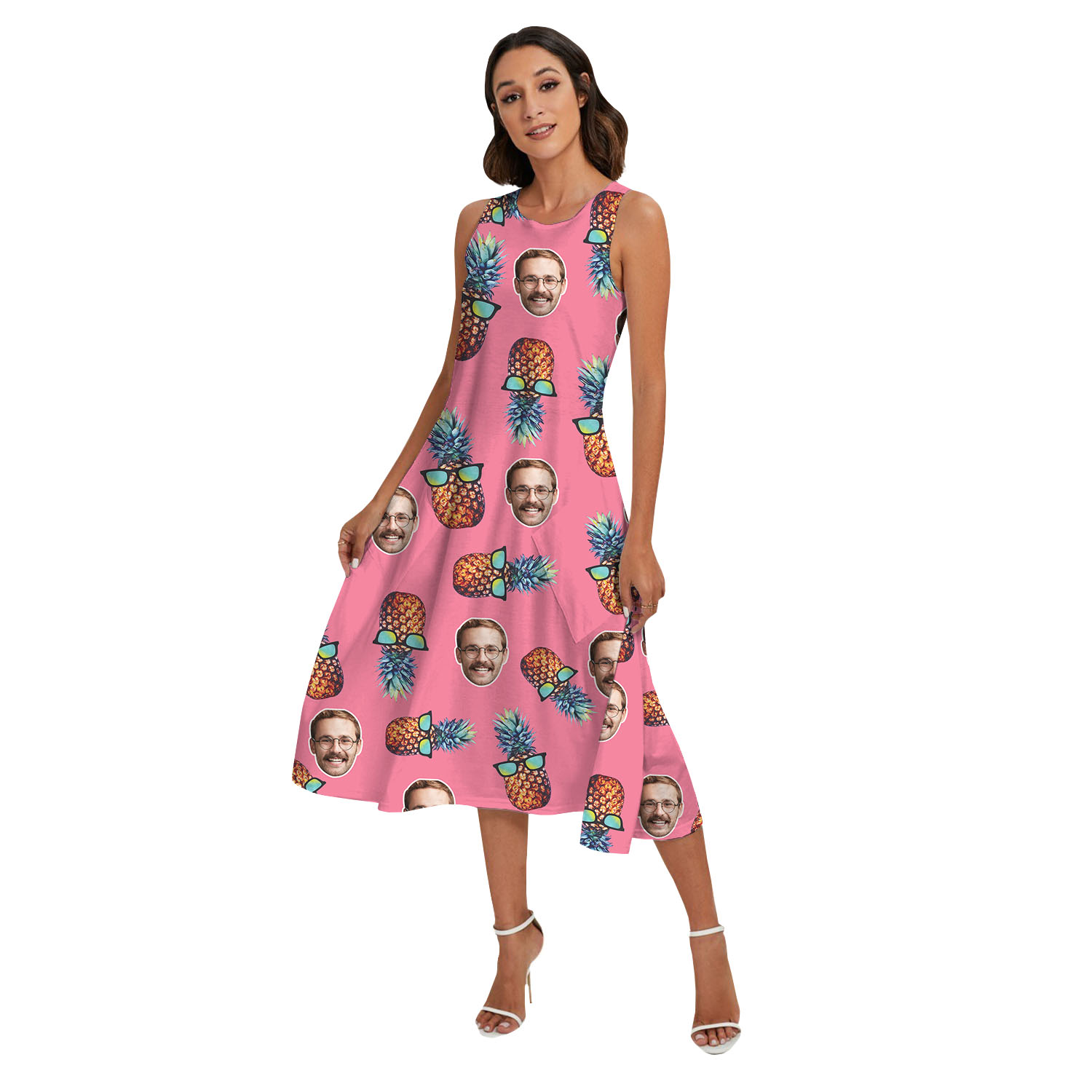 Pink Matching Family Hawaiian Outfit With Pineapple And 4 Faces