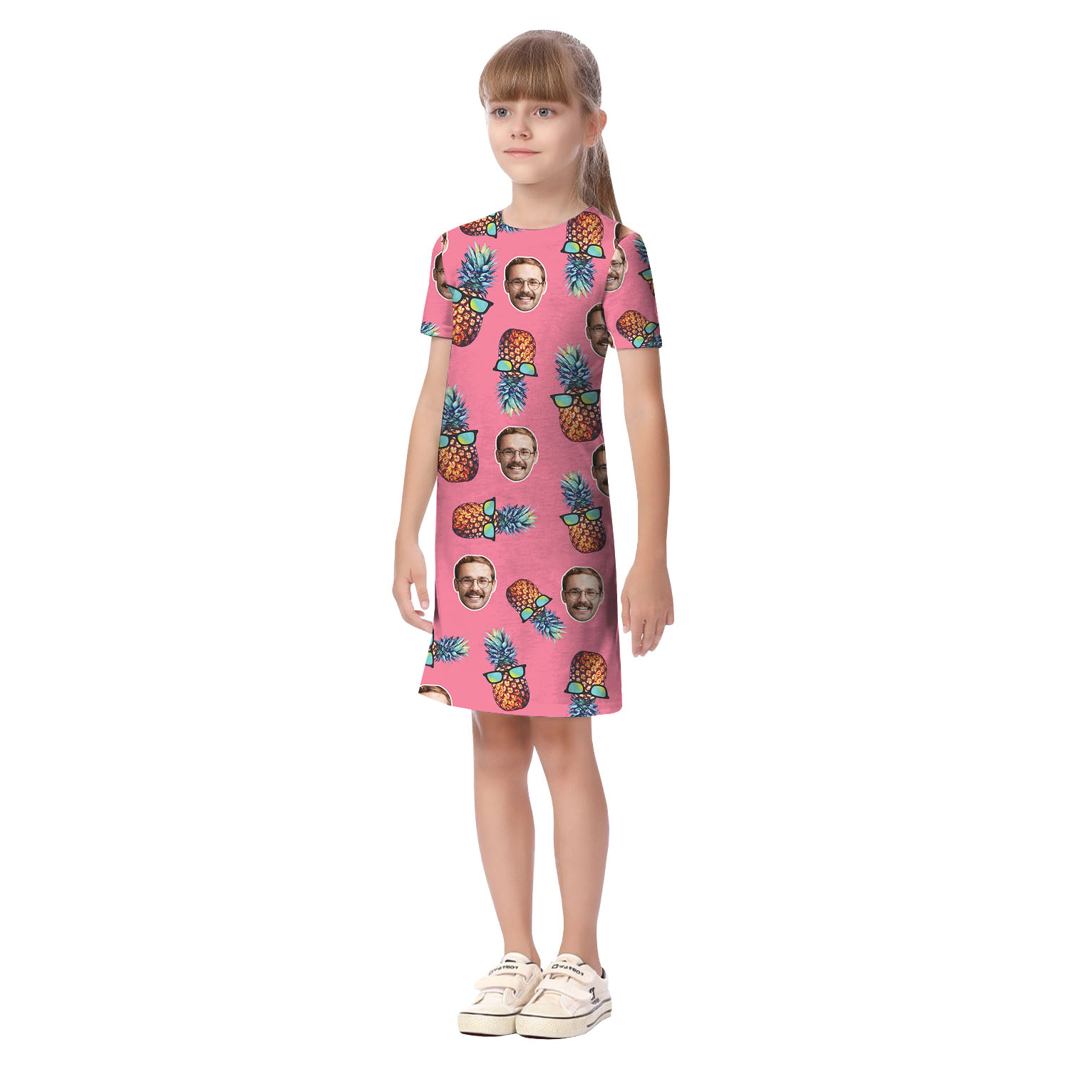 Pink Matching Family Hawaiian Outfit With Pineapple And 4 Faces