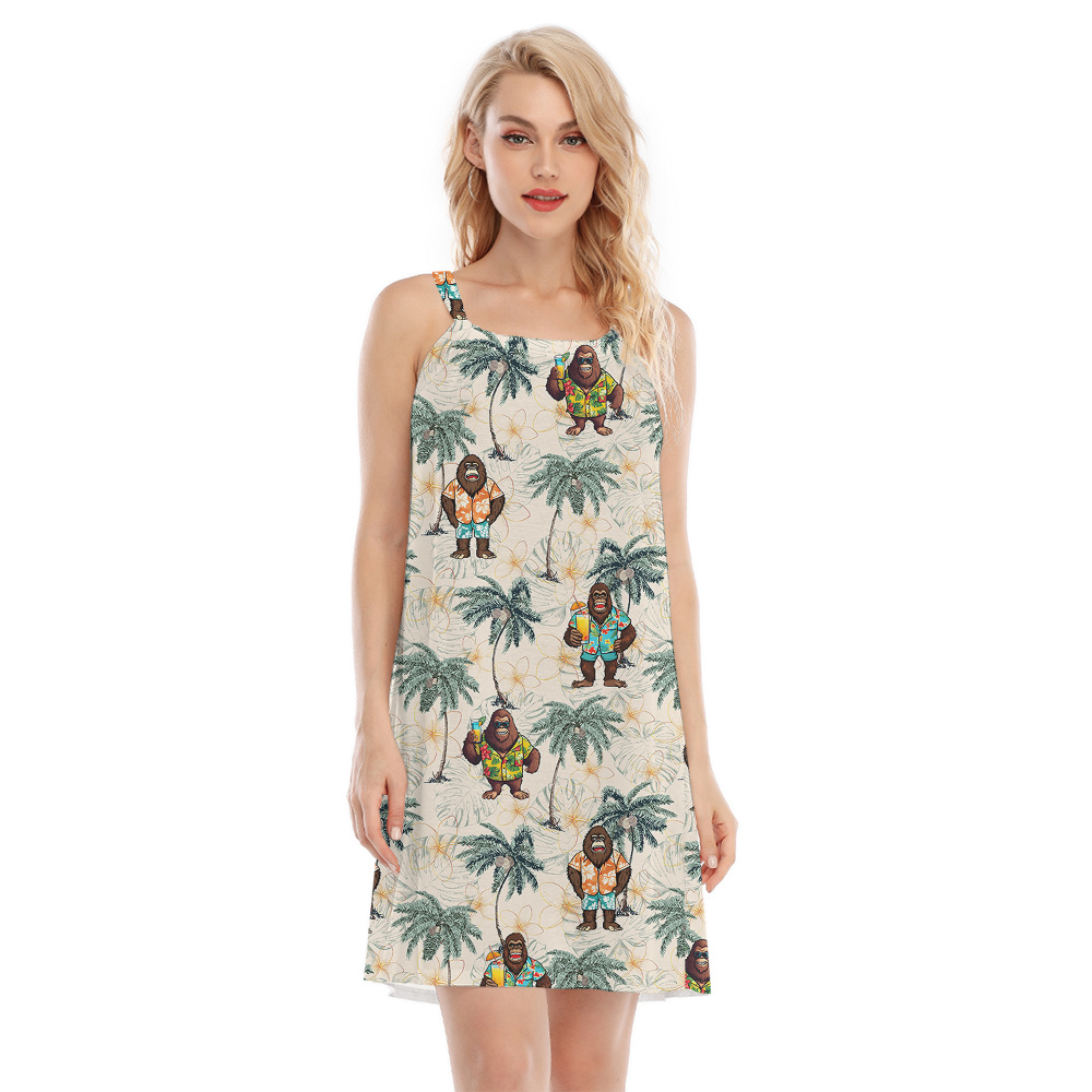 Cute Sasquatch Vacation Hawaiian Cami Dress - variant image 1